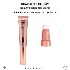 BNIB Charlotte tilbury beauty highlighter wand in pillow talk